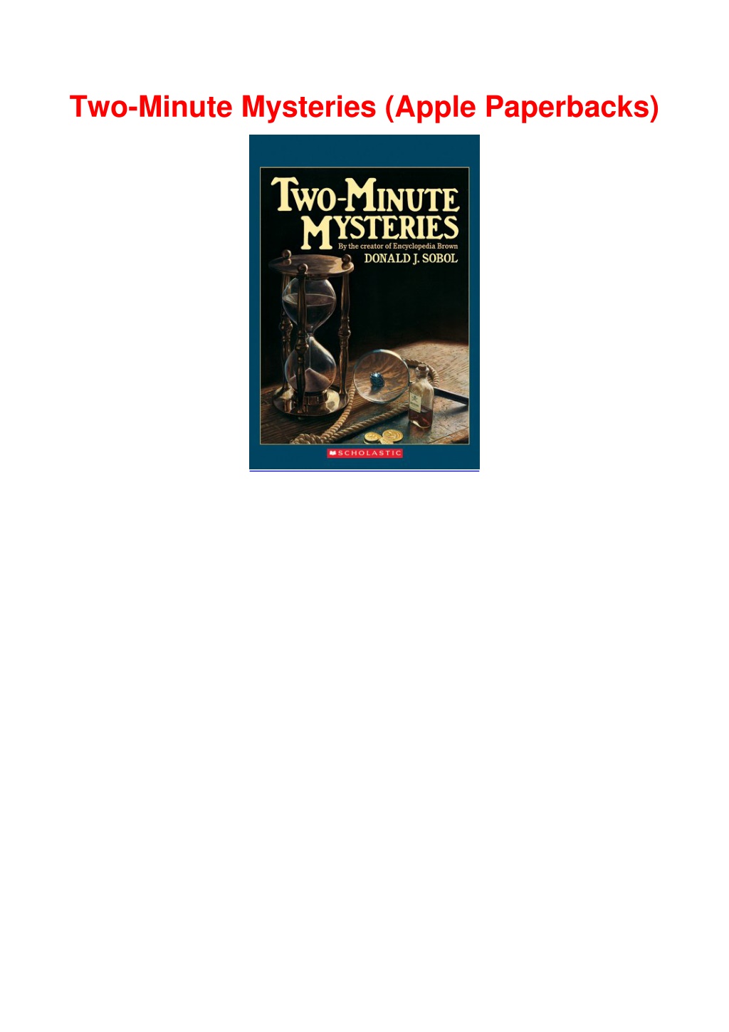 PPT - Download⚡️(PDF) ️ Two-Minute Mysteries (Apple Paperbacks ...