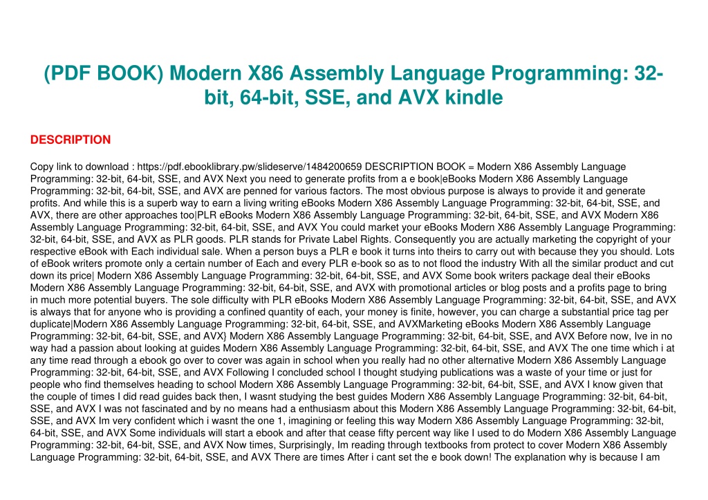 PPT - (PDF BOOK) Modern X86 Assembly Language Programming: 32-bit, 64 ...