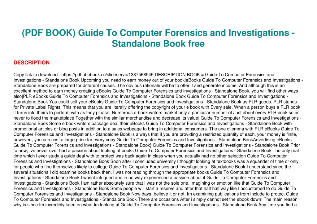 PPT - (PDF BOOK) Guide To Computer Forensics And Investigations ...