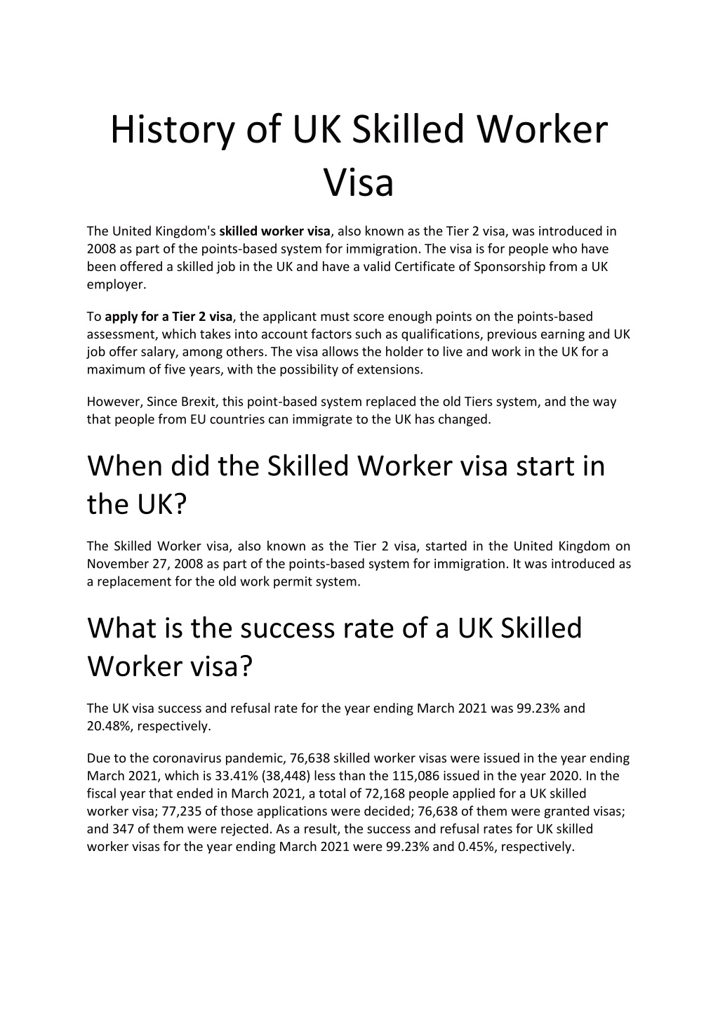 travel history uk skilled worker visa