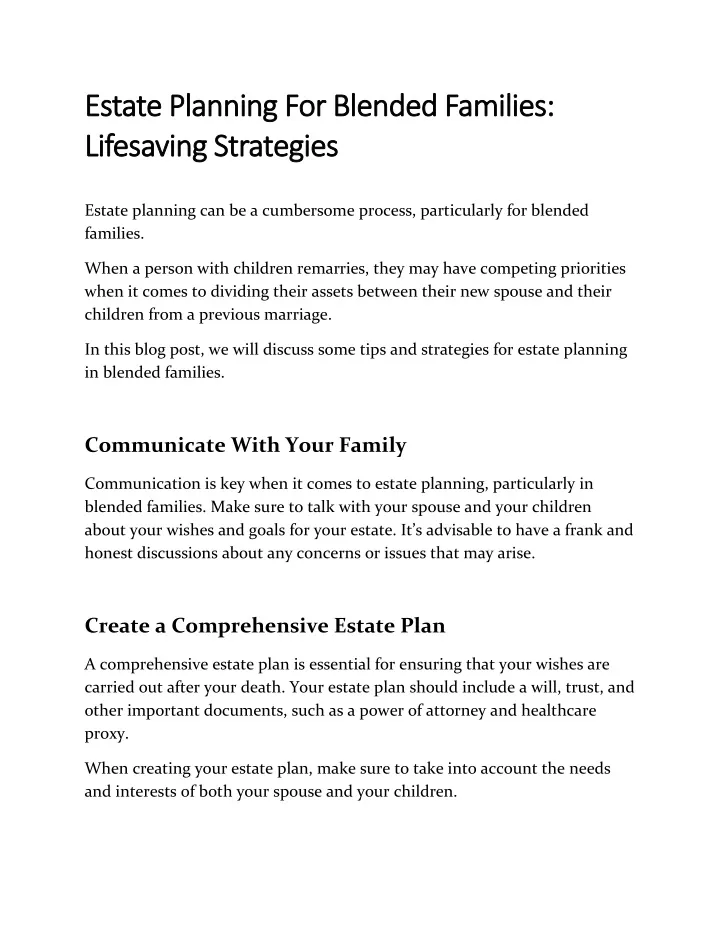 PPT - Estate Planning For Blended Families Tips And Strategies ...