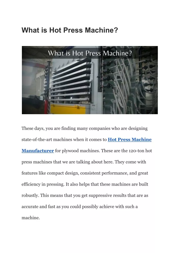 PPT What is Hot Press Machine PowerPoint Presentation, free download