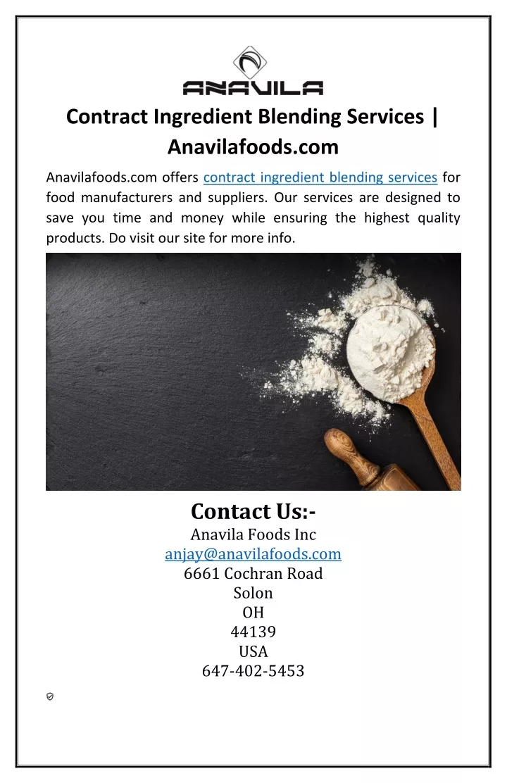 PPT Contract Ingredient Blending Services
