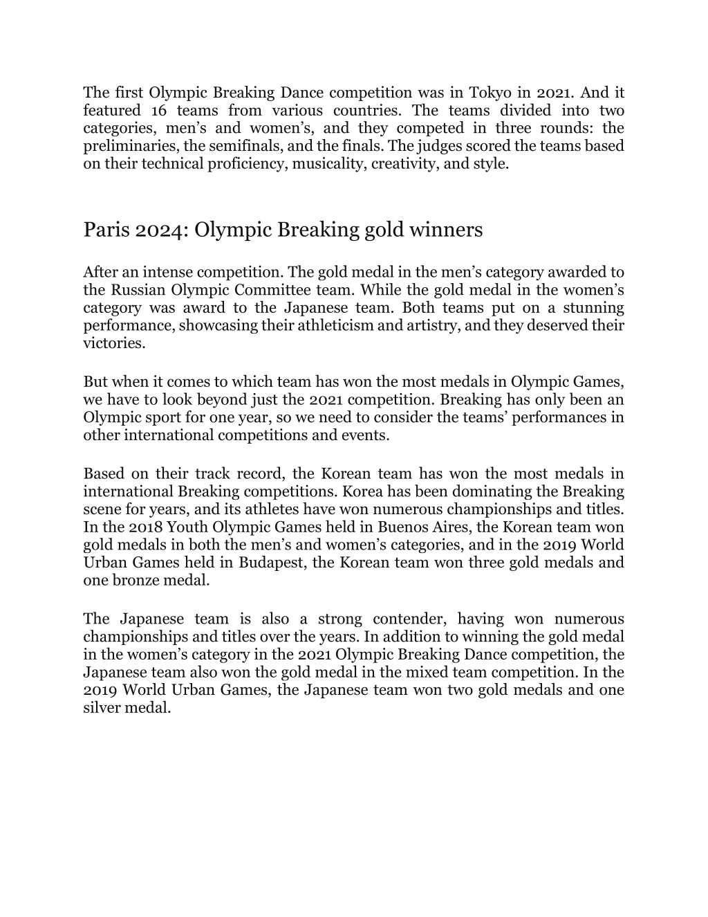 PPT Paris 2024 Qualified Olympic Breaking teams and Medalists to