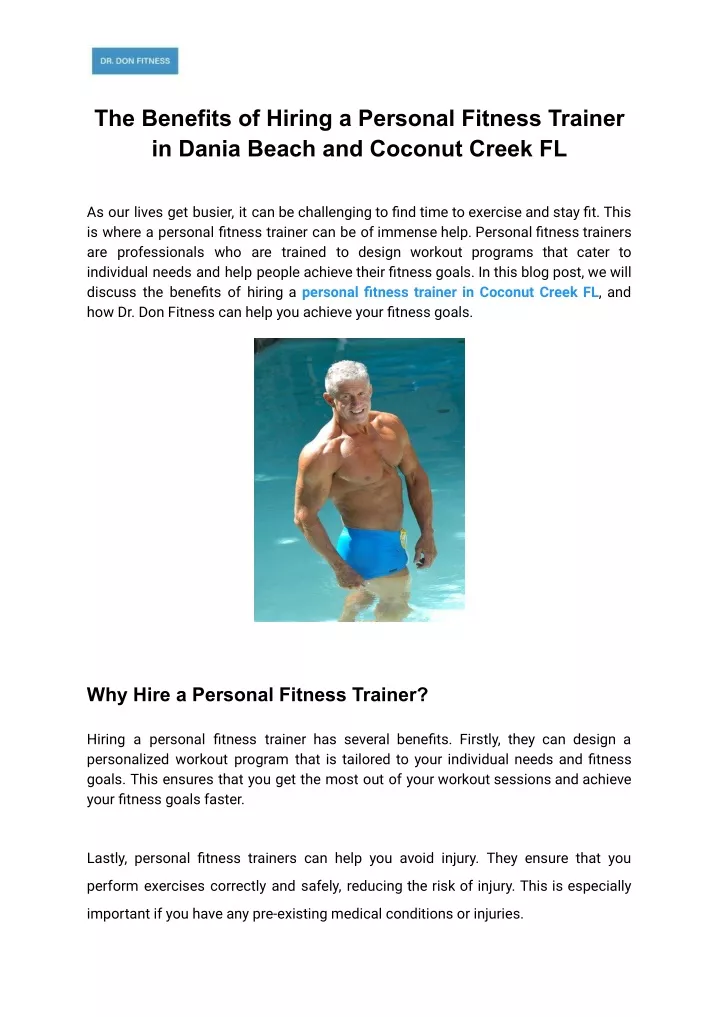 Ppt The Benefits Of Hiring A Personal Fitness Trainer In Dania Beach