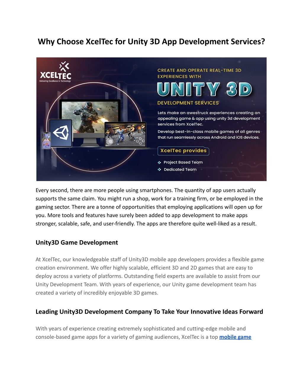 PPT - Why Choose XcelTec for Unity 3D App Development Services_ PowerPoint  Presentation - ID:12087453