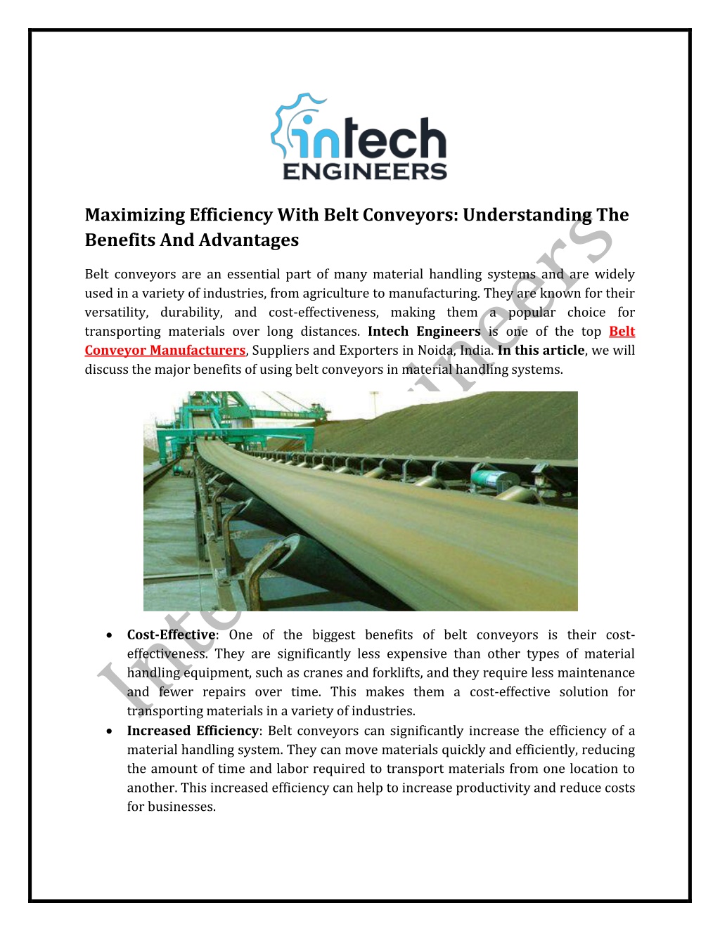 PPT - Maximizing Efficiency With Belt Conveyors: Understanding The ...