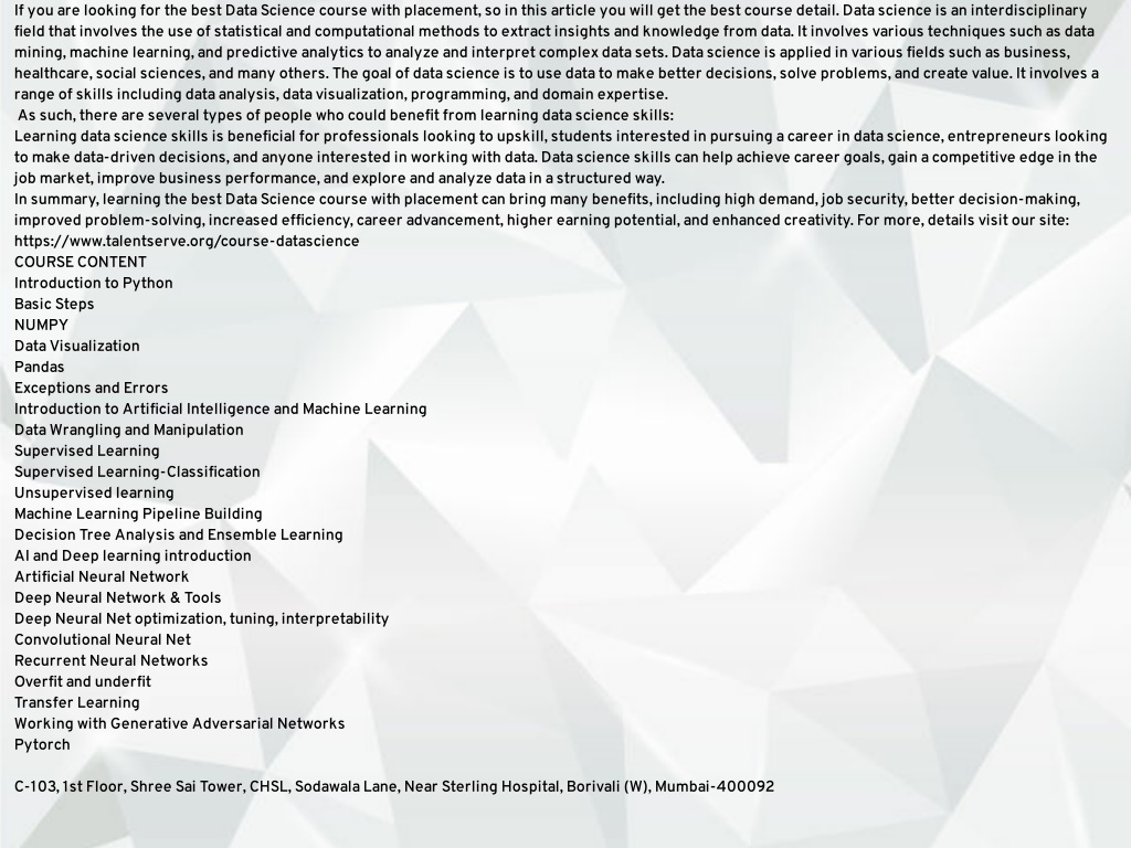 PPT - Best Data Science Course With Placement PowerPoint Presentation ...