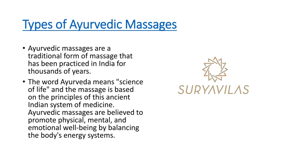 Ppt Types Of Ayurvedic Massages Powerpoint Presentation Free Download Id12089567 