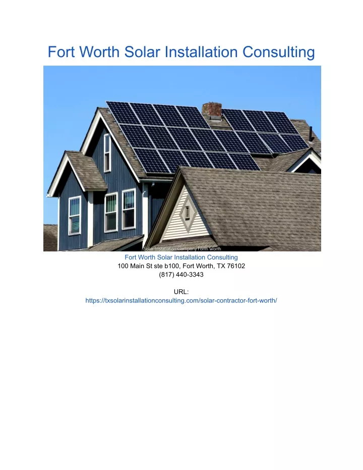 PPT Fort Worth Solar Installation Consulting (2) PowerPoint