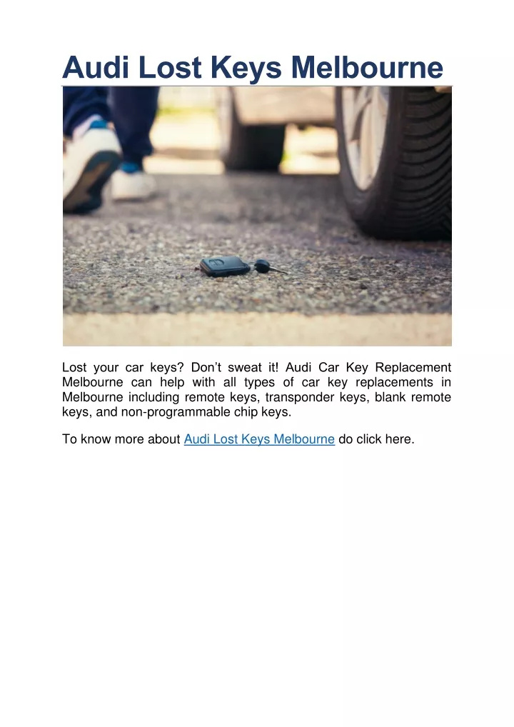 PPT Audi Lost Keys Melbourne PowerPoint Presentation, free download