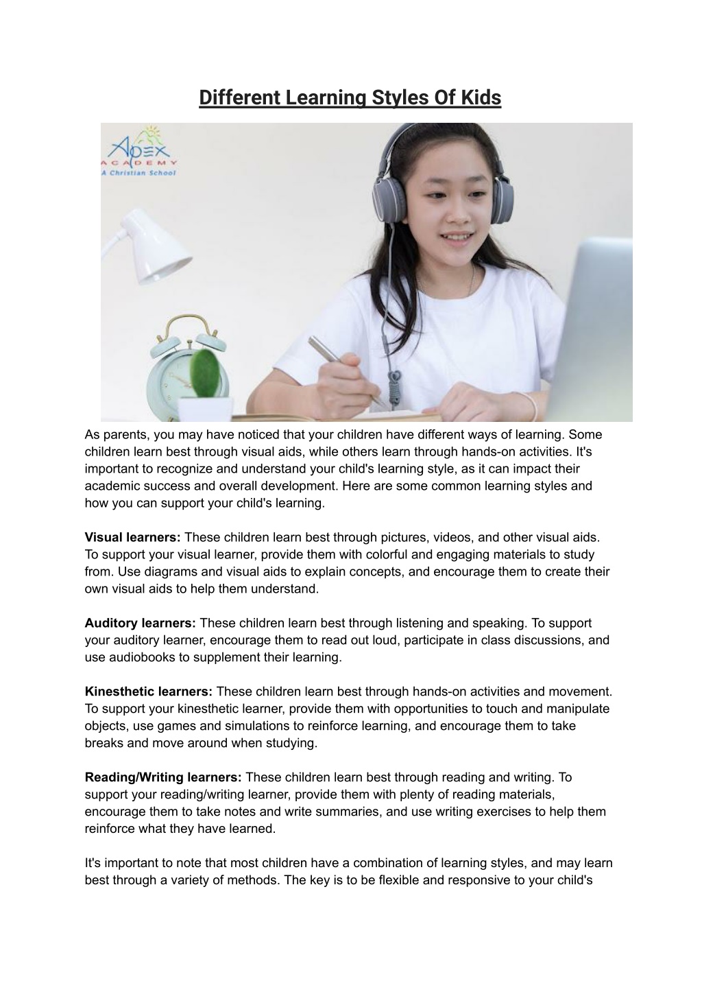 PPT - Different Learning Styles Of Kids PowerPoint Presentation, free ...
