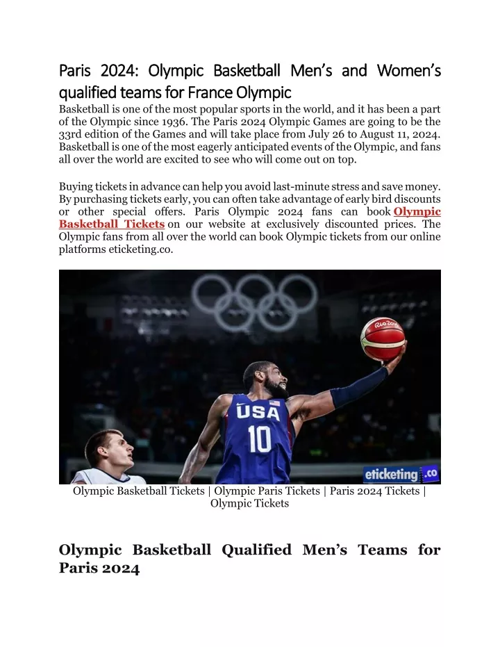 PPT Paris 2024 Olympic Basketball Men’s and Women’s qualified teams