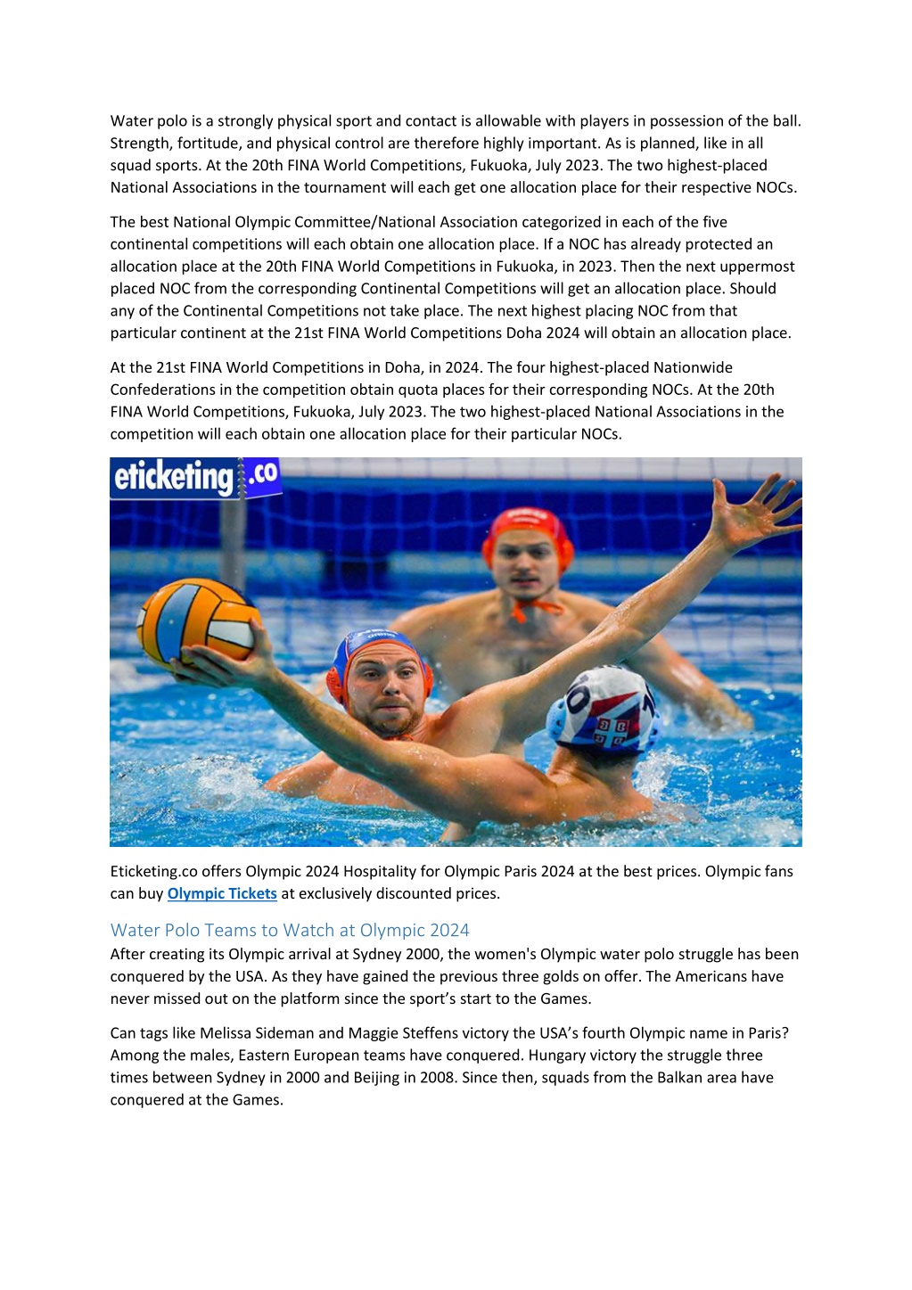 PPT Olympic 2024 Water Polo Canada National Team to start their road