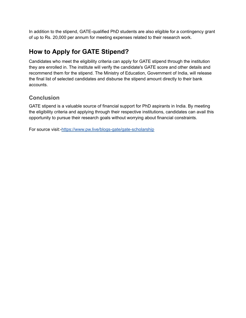 gate stipend rules for phd