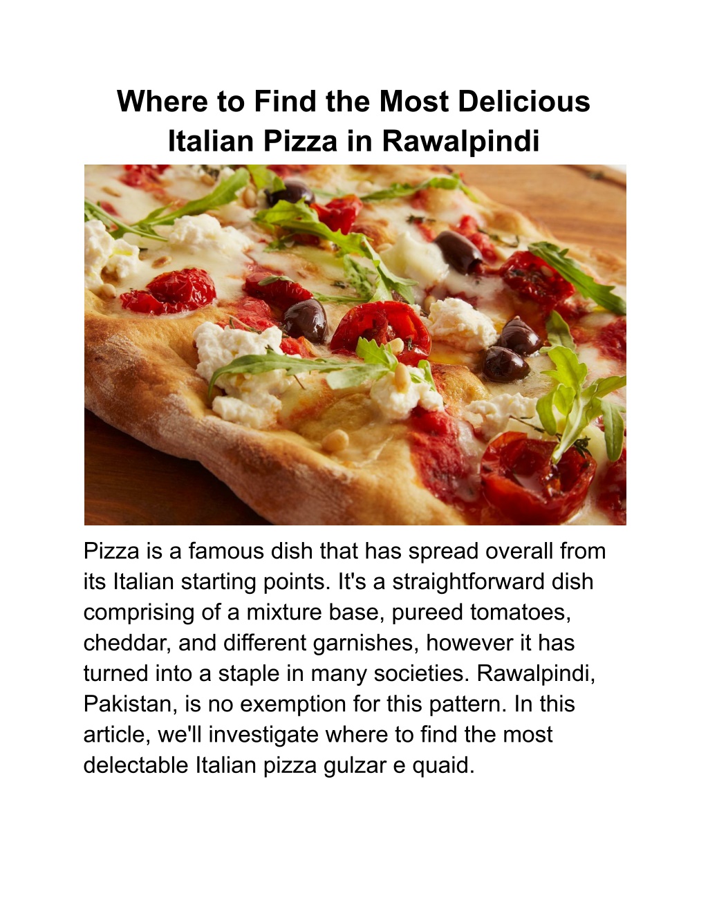 Ppt Where To Find The Most Delicious Italian Pizza In Rawalpindi Powerpoint Presentation Id