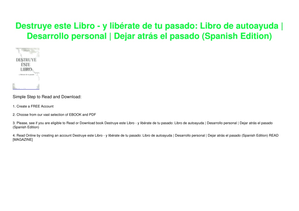 PPT - DOWNLOAD [PDF] Destruye este Libro - y libérate de tu pasado