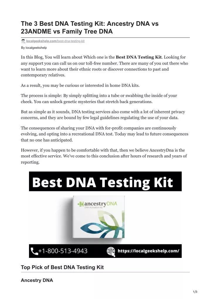 PPT - Localgeekshelp.com-The 3 Best DNA Testing Kit Ancestry DNA Vs ...