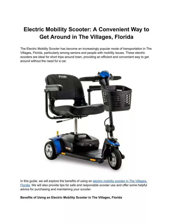 PPT Electric Mobility Scooter A Convenient Way to Get Around in The