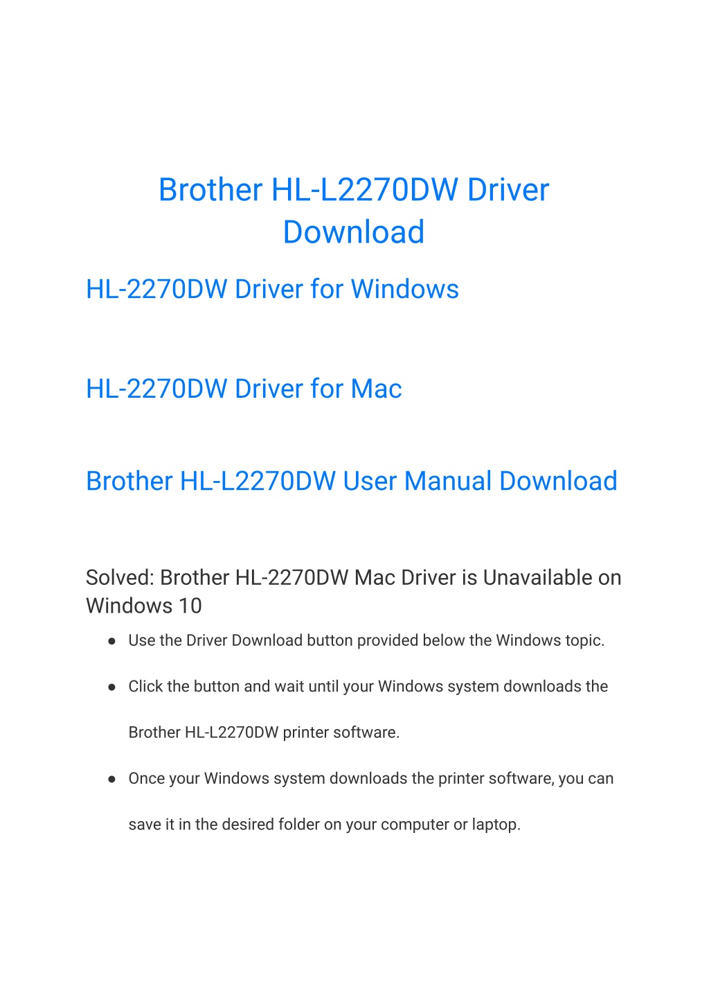 PPT Brother HLL2270DW Driver Download PowerPoint Presentation, free