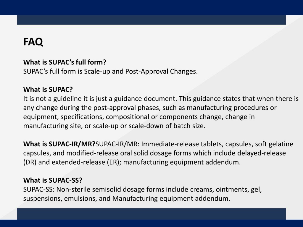 PPT - SUPAC - Scale-Up And Post-Approval Changes PowerPoint ...