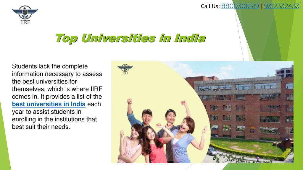 PPT - Top Universities In India - IIRF Ranking PowerPoint Presentation ...