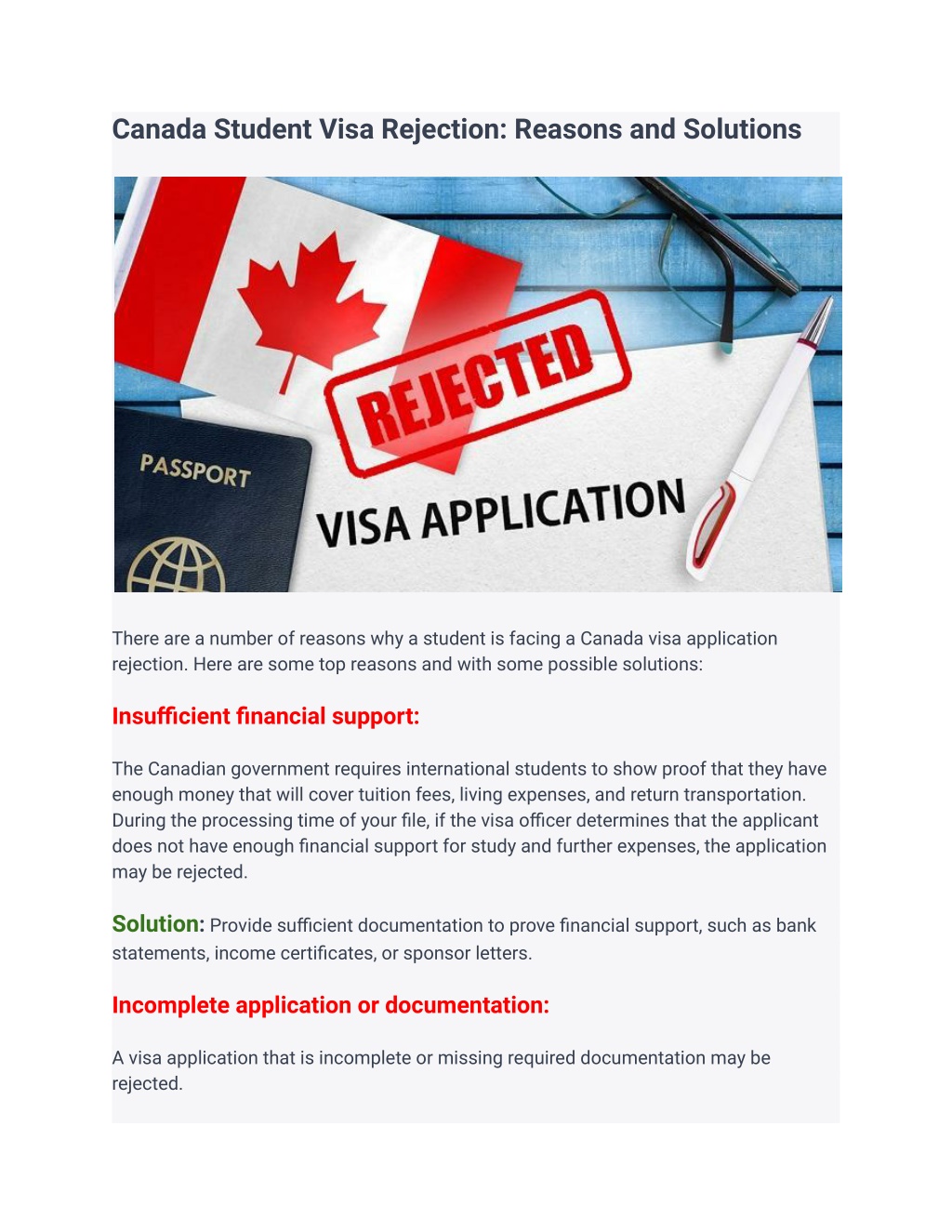 PPT - Canada Student Visa Rejection: Reasons And Solutions PowerPoint ...