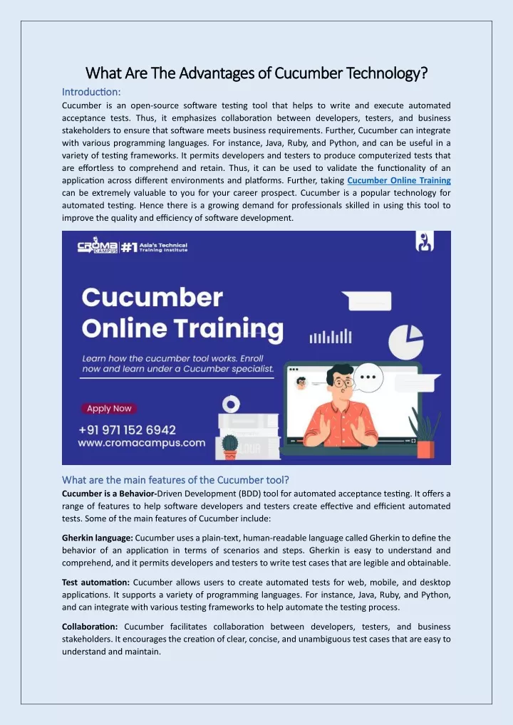 PPT What Are The Advantages of Cucumber Technology PowerPoint