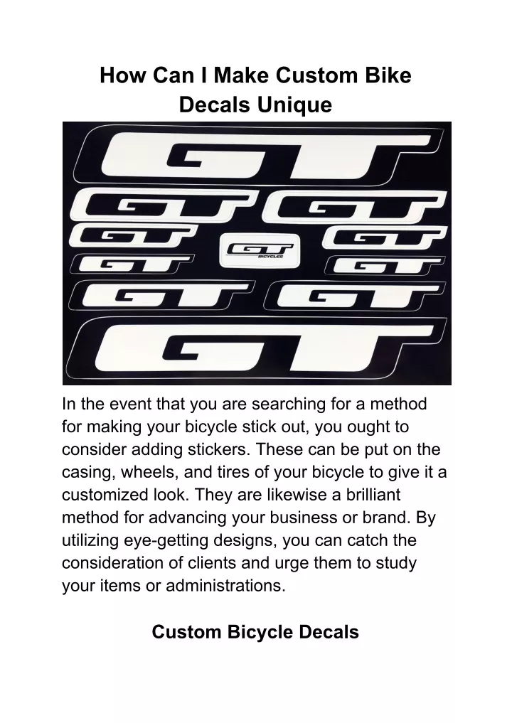 PPT How Can I Make Custom Bike Decals Unique PowerPoint Presentation