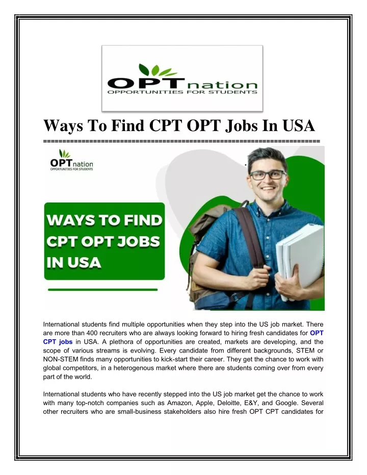 Ppt Ways To Find Cpt Opt Jobs In Usa Powerpoint Presentation Free
