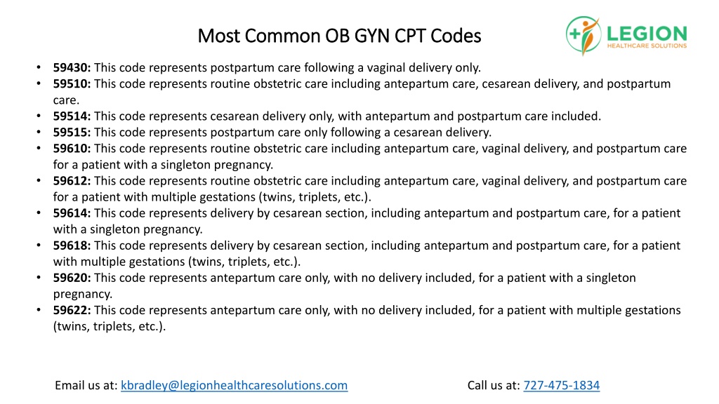 PPT Most Common OB GYN CPT Codes PowerPoint Presentation, free