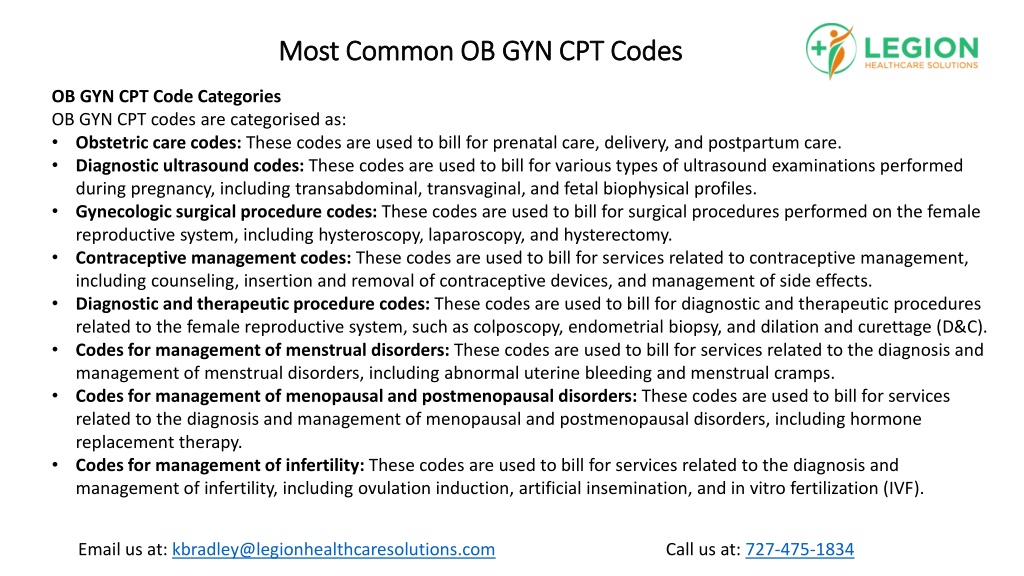 PPT Most Common OB GYN CPT Codes PowerPoint Presentation, free