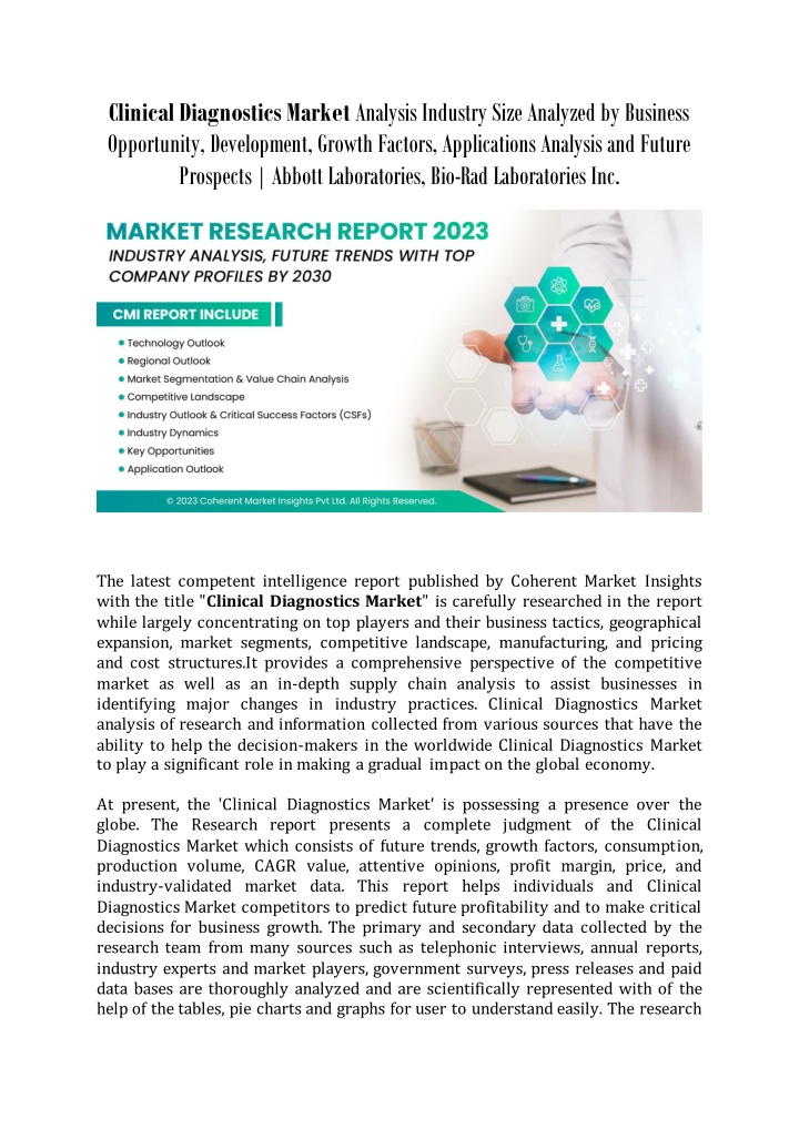 PPT Clinical Diagnostics Market Analysis PowerPoint Presentation, free download ID12100447