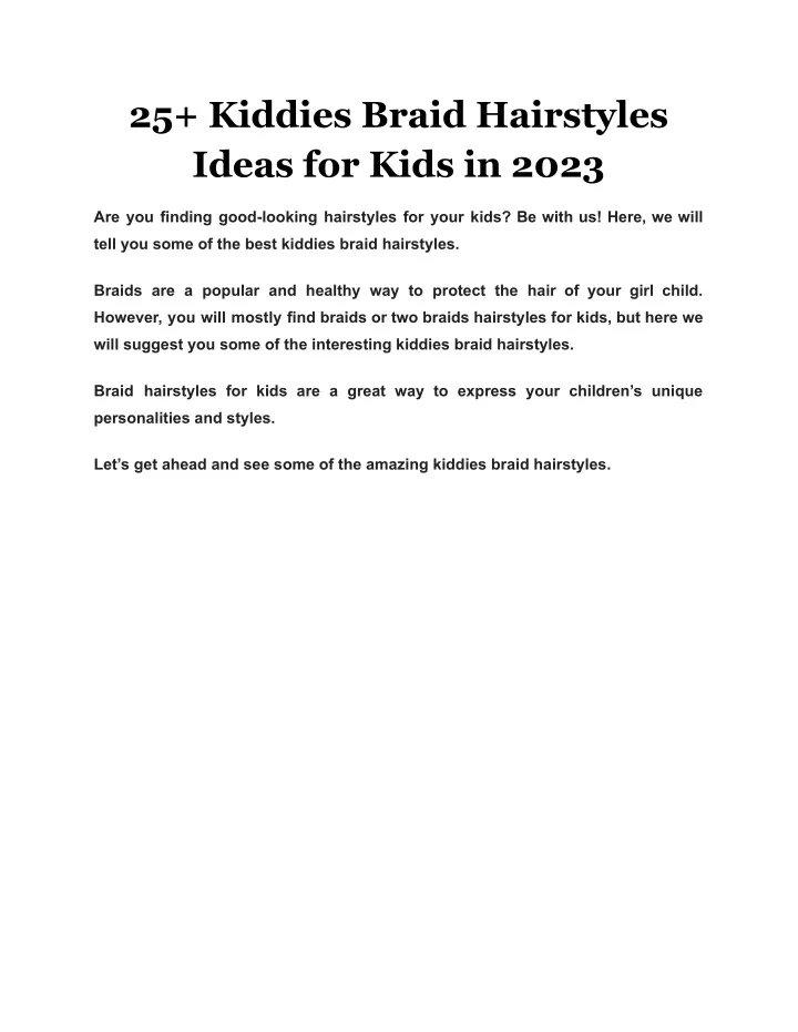 PPT - 25 Kiddies Braid Hairstyles Ideas For Kids In 2023 PowerPoint ...