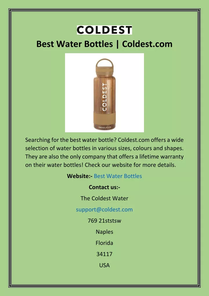 PPT Best Water Bottles Coldest PowerPoint Presentation, free download