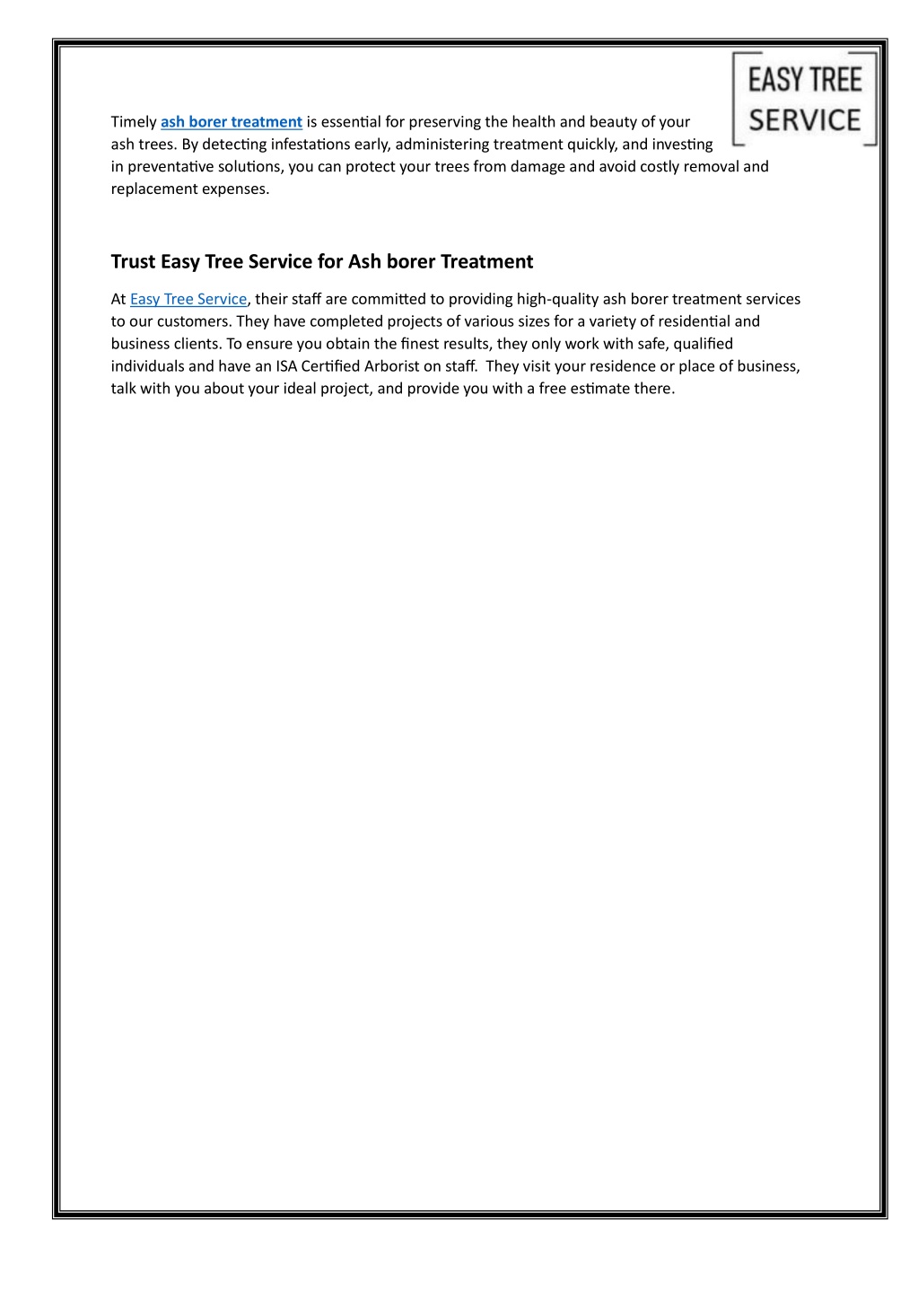 PPT - The Importance of Timely Ash Borer Treatment for Your Trees