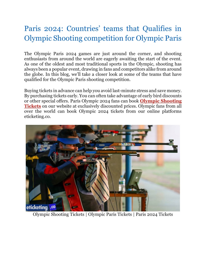 PPT Paris 2024 Countries’ teams that Qualifies in Olympic Shooting