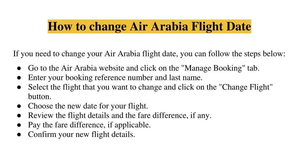 PPT - How to change Air Arabia flight Date PowerPoint Presentation ...