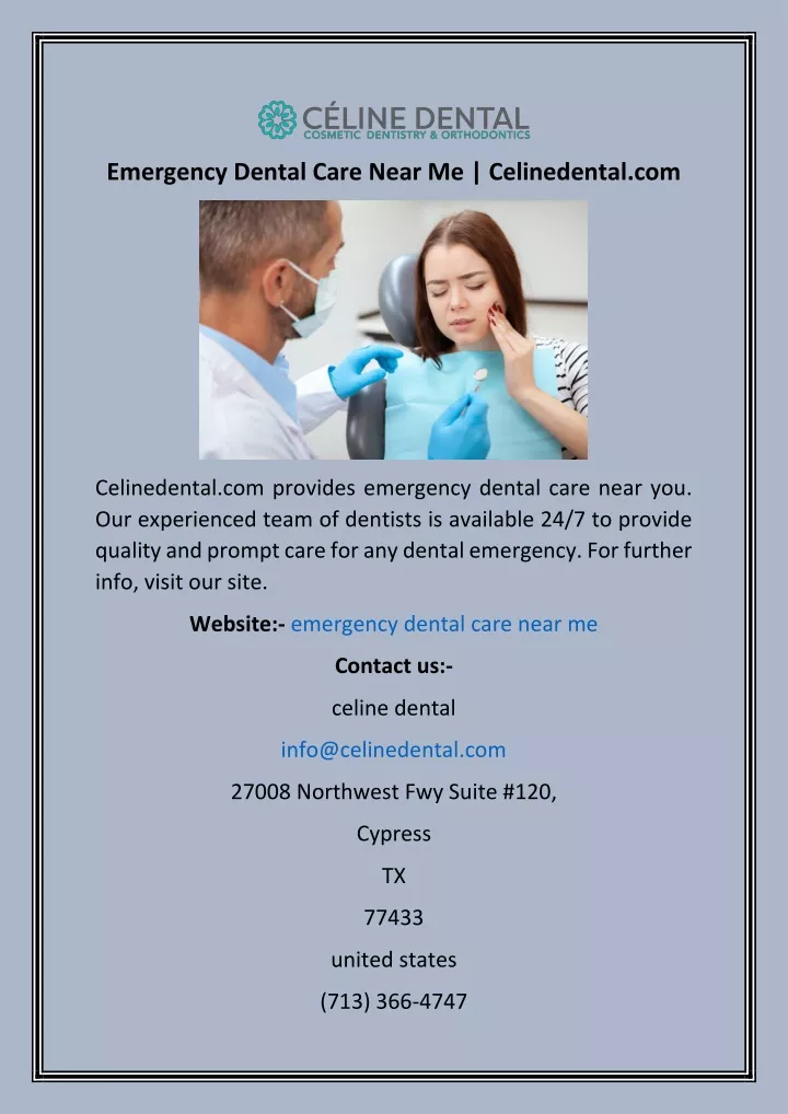 Emergency Dental Care Near Me Celinedental Com N 