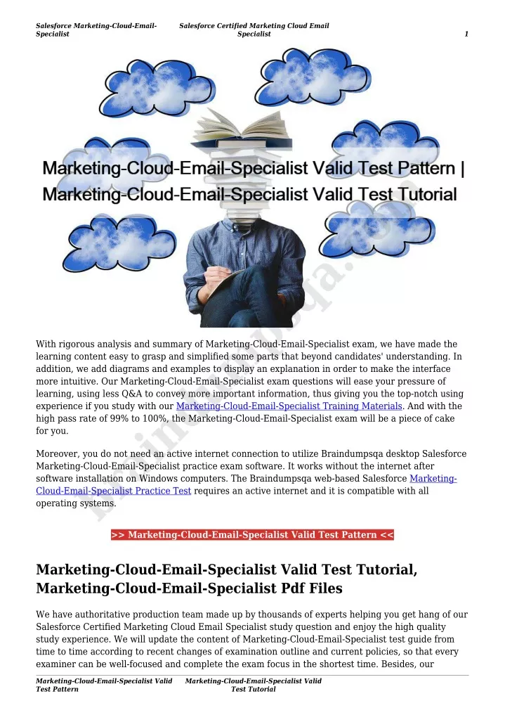 PPT Marketing Cloud Email Specialist Valid Test Pattern Marketing 