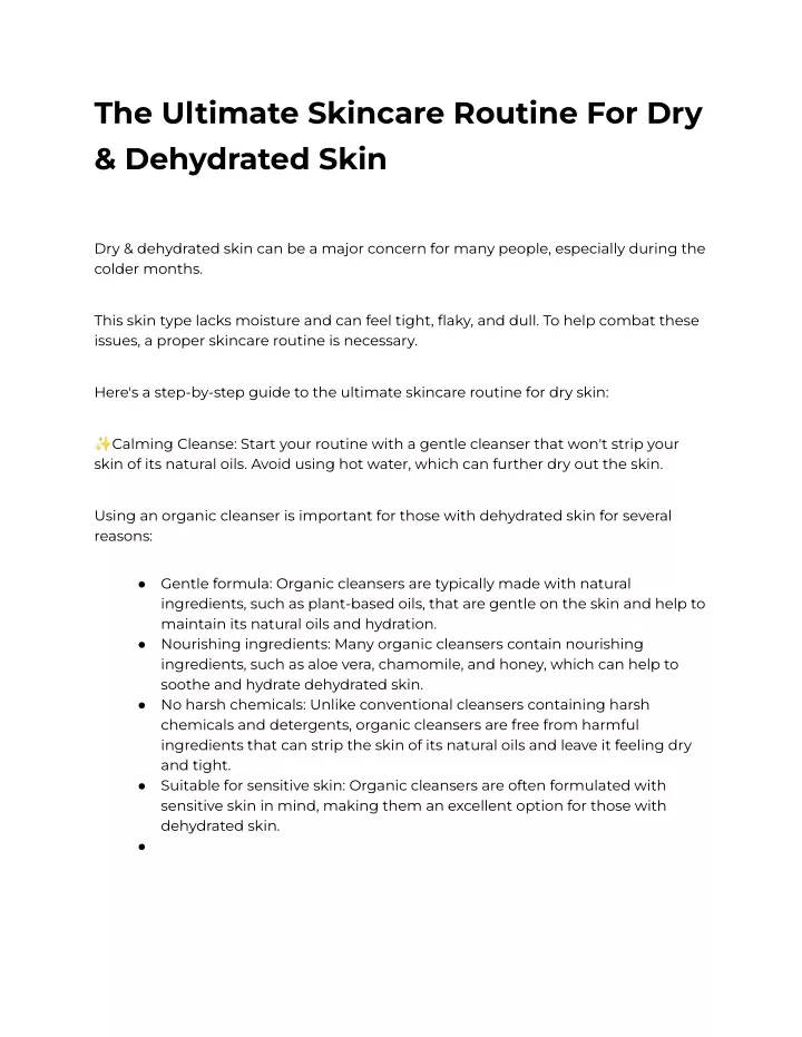 PPT - The Ultimate Skincare Routine For Dry & Dehydrated Skin ...