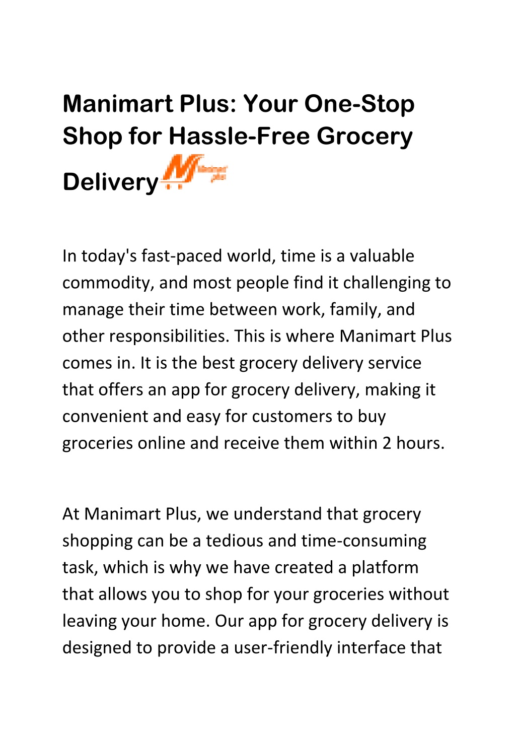 Free Grocery Delivery