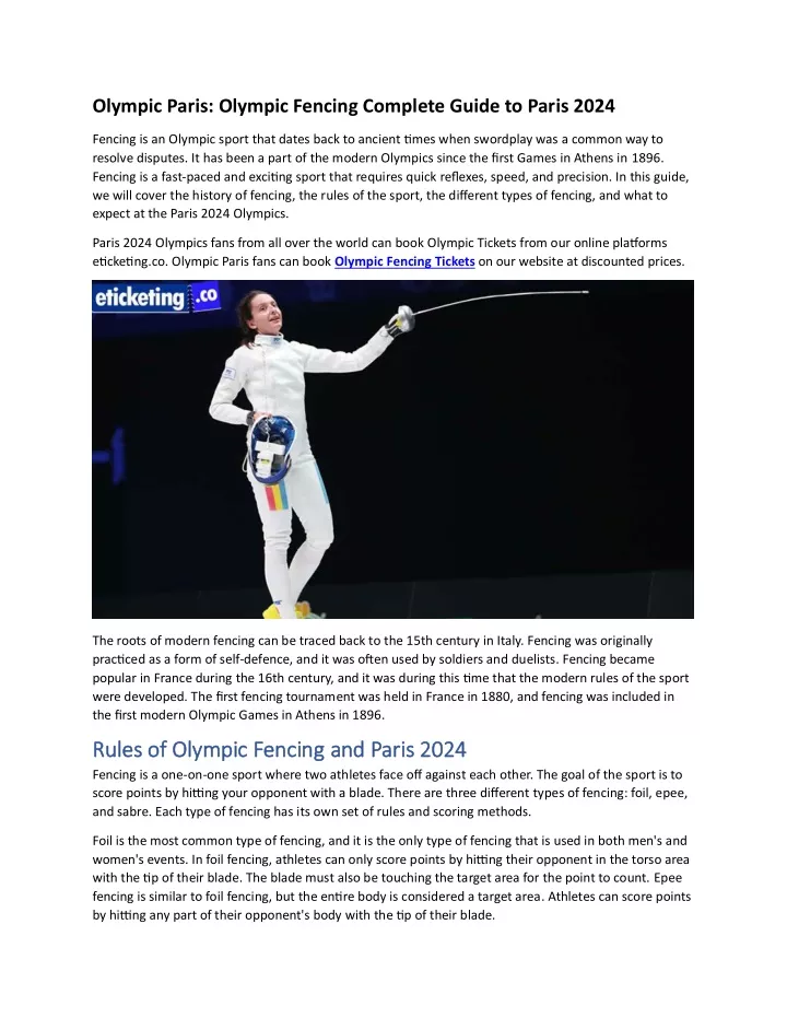 PPT Olympic Paris Olympic Fencing Complete Guide to Paris 2024