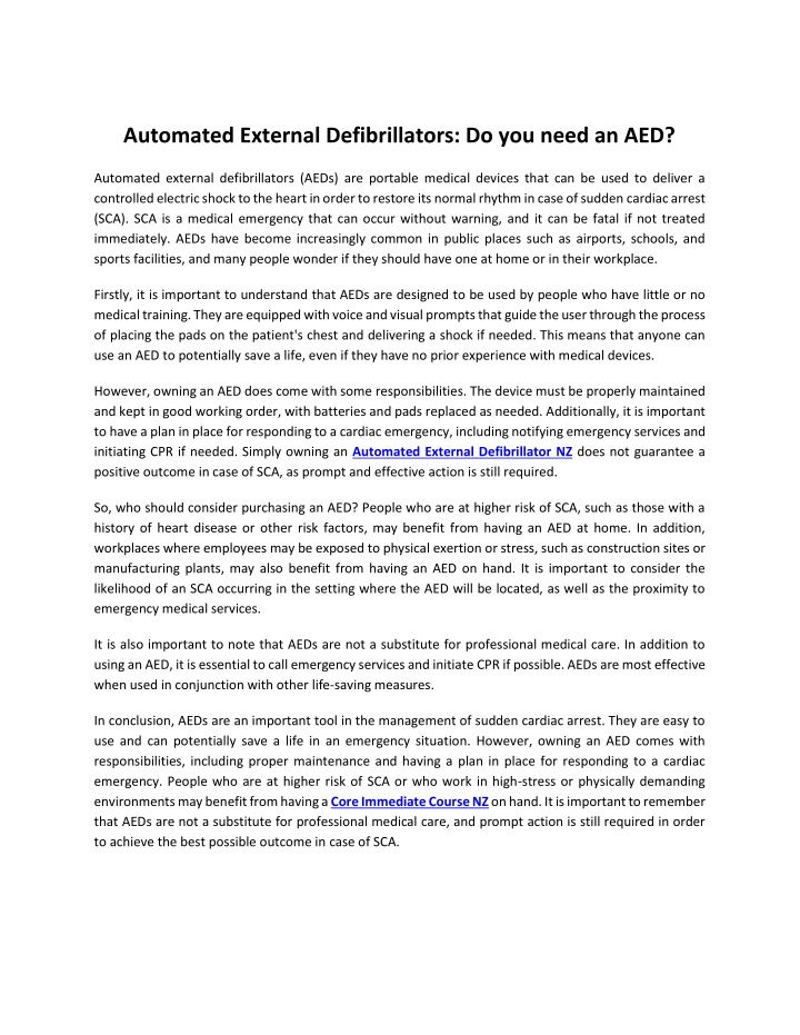 AUTOMATED EXTERNAL DEFIBRILLATORS DO YOU NEED AN AED visual data 3