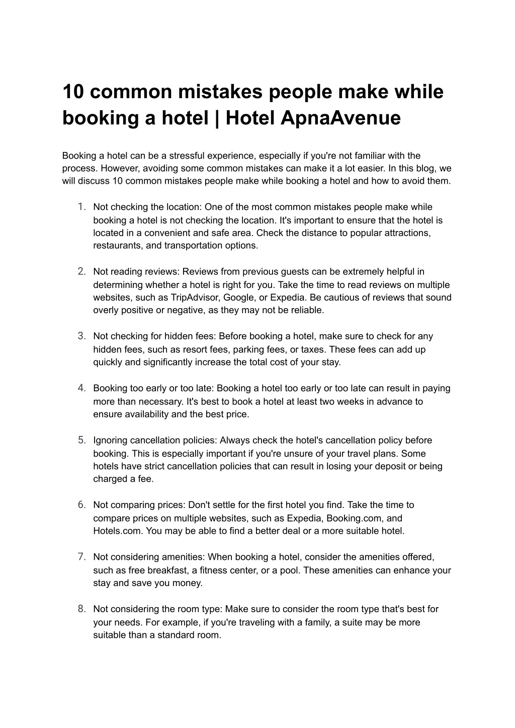 Ppt 10 Common Mistakes People Make While Booking A Hotel Hotel Apnaavenue Powerpoint