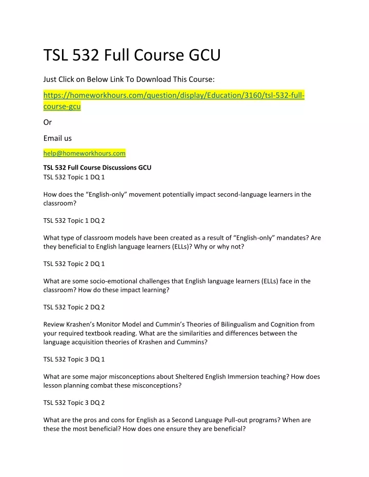 PPT TSL 532 Full Course GCU PowerPoint Presentation, free download