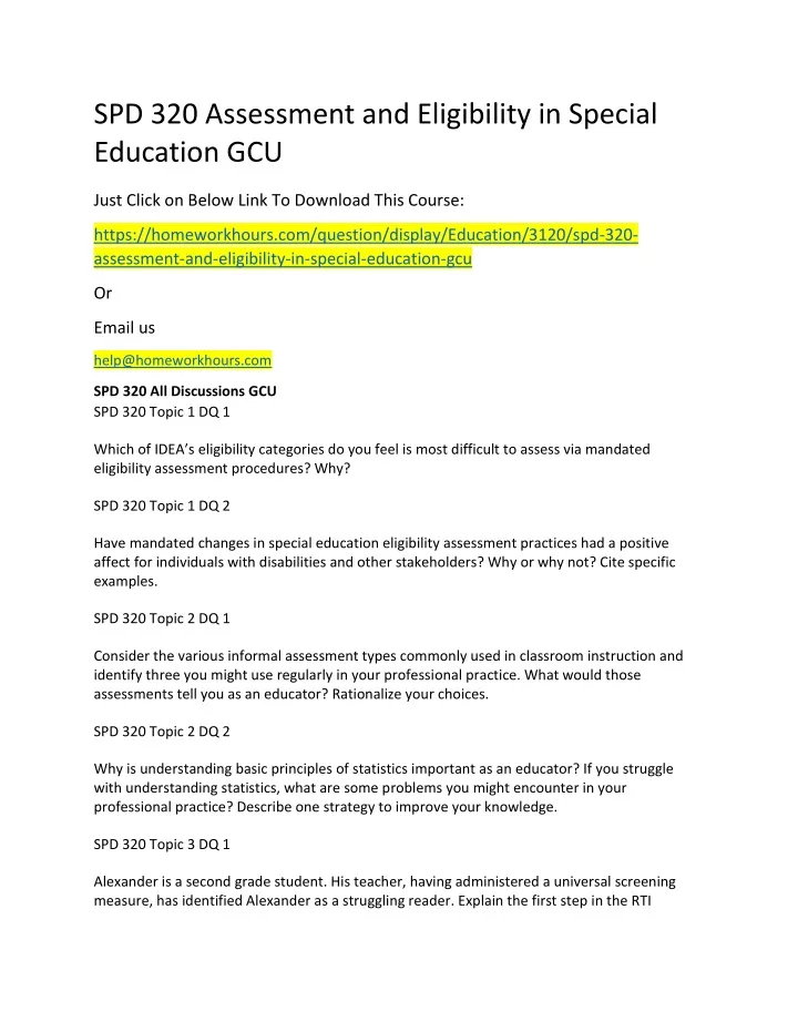 PPT - SPD 320 Assessment And Eligibility In Special Education GCU ...