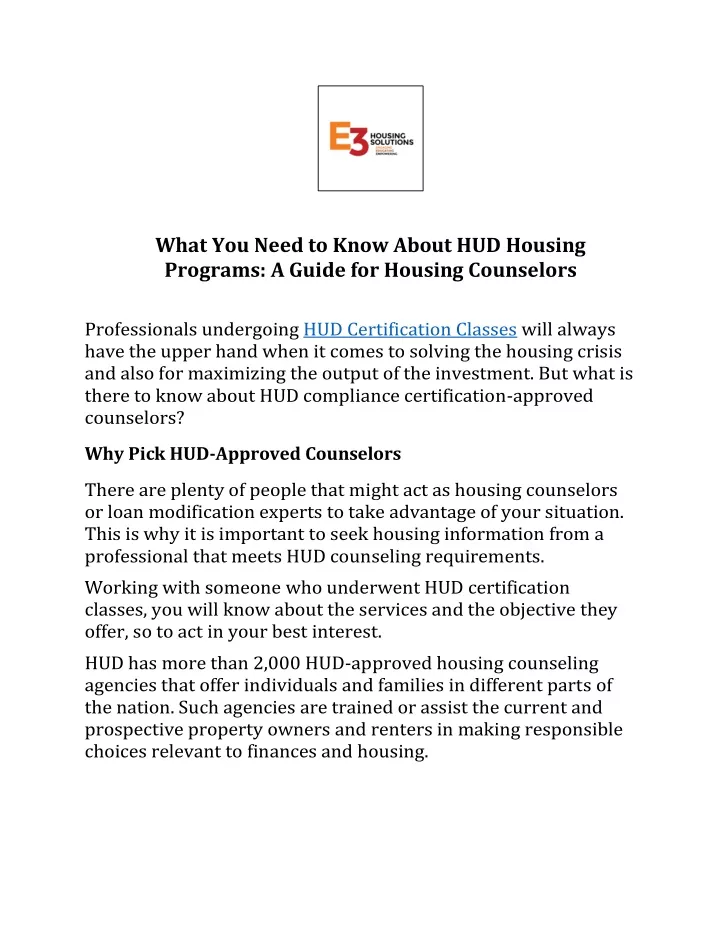 PPT - E3 Housing: A Guide for Housing Counselors PowerPoint ...