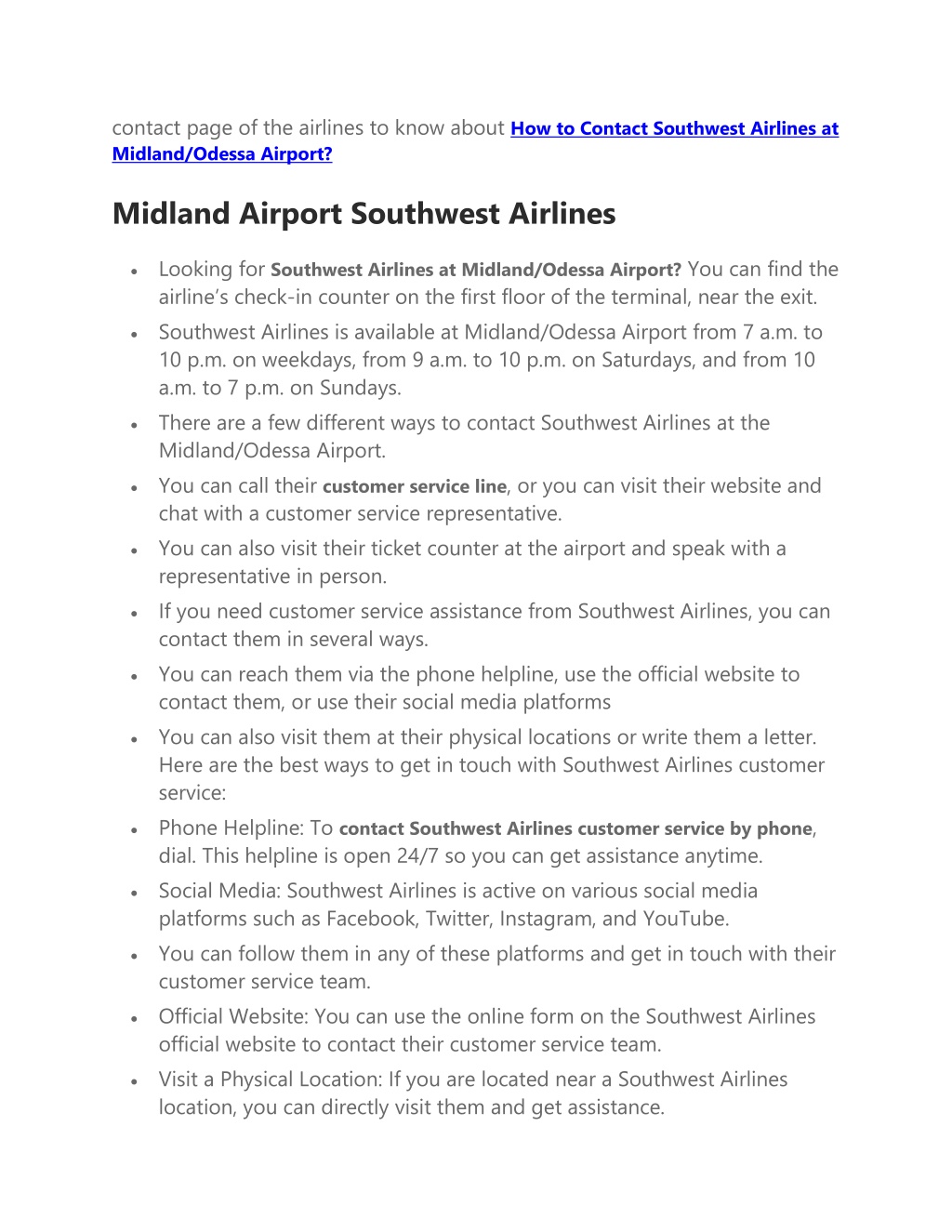 PPT - How to Contact Southwest Airlines at Midland PowerPoint ...