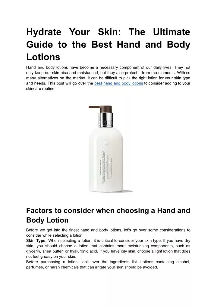 PPT Hydrate Your Skin_ The Ultimate Guide to the Best Hand and Body